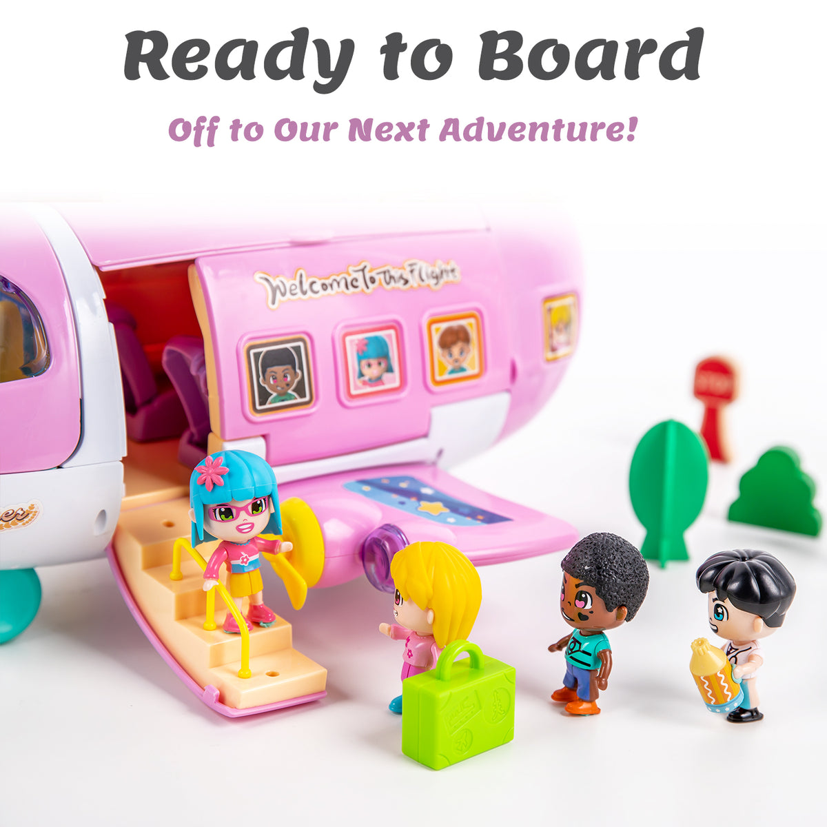 Doll Playset Pretend Play Doll House Set Pink Dream Jet Plane Toys