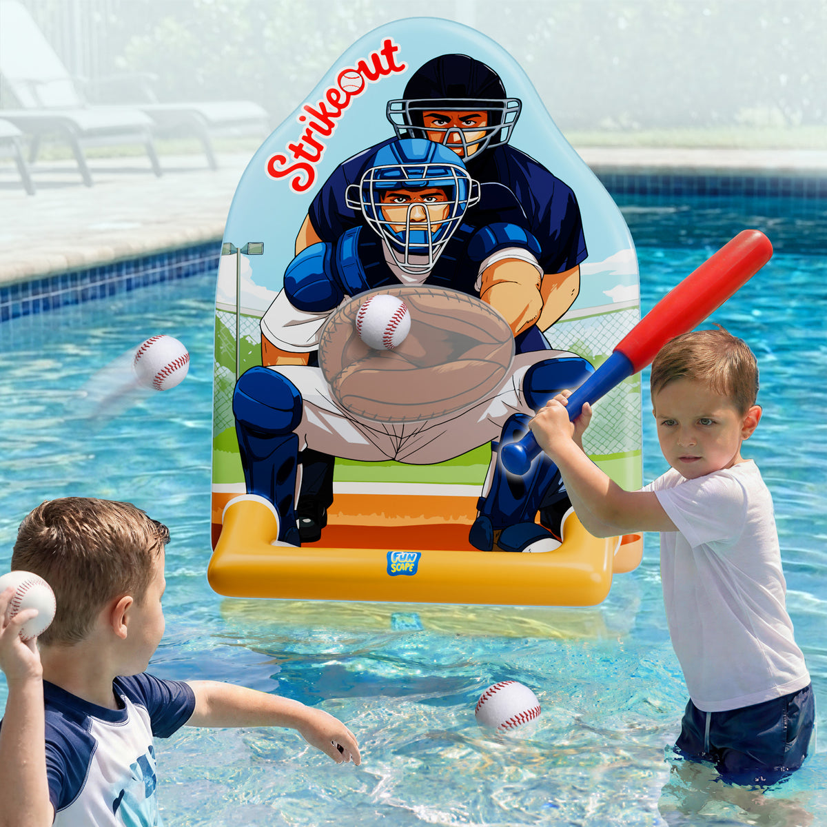 Funscape Kids Inflatable Baseball Pool Toy, Fun Swimming Pool Soft Bal ...