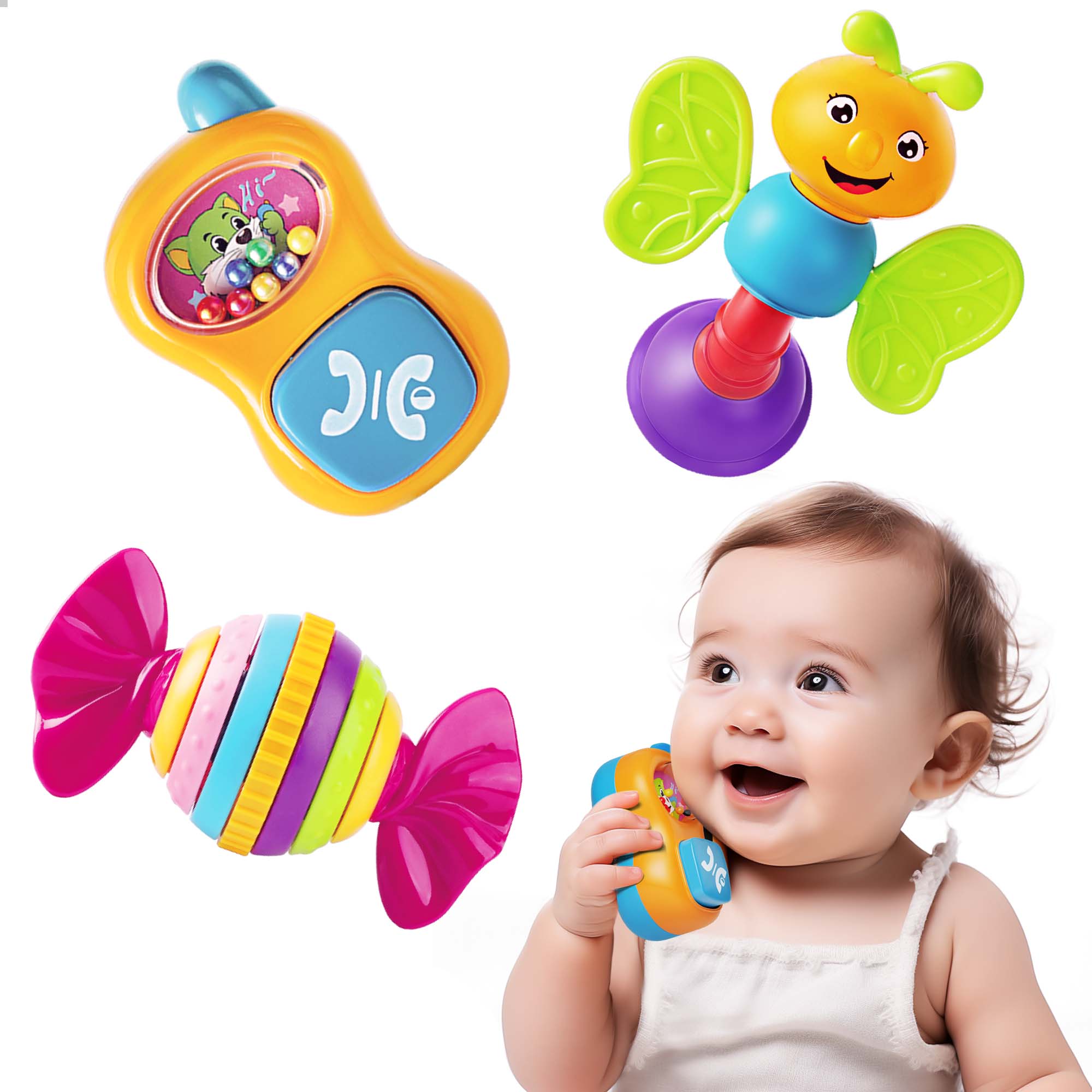 Apple Core Rattle Toy Baby Rattles, Sensory Teether – iPlay iLearn Toys