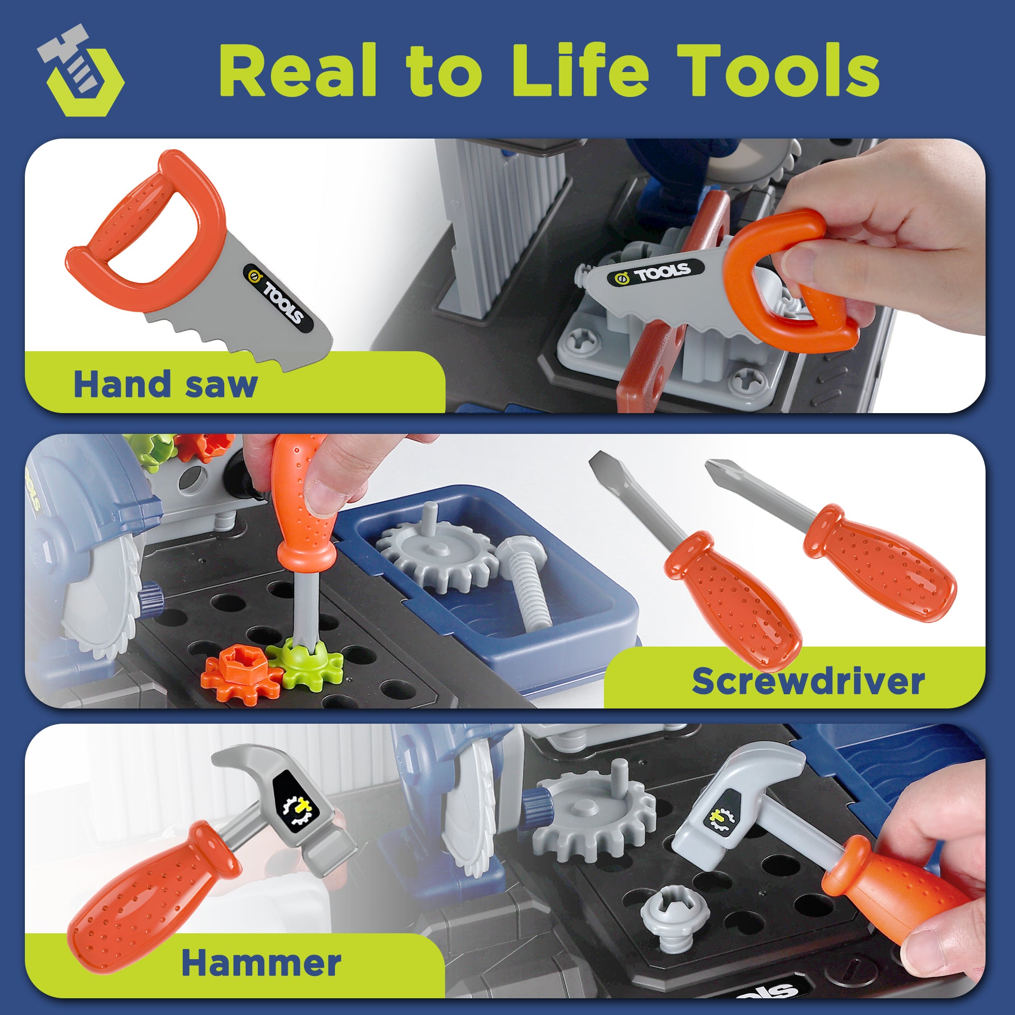 Kids Tool Bench Set, Pretend Play Construction Workbench Toys – iPlay ...