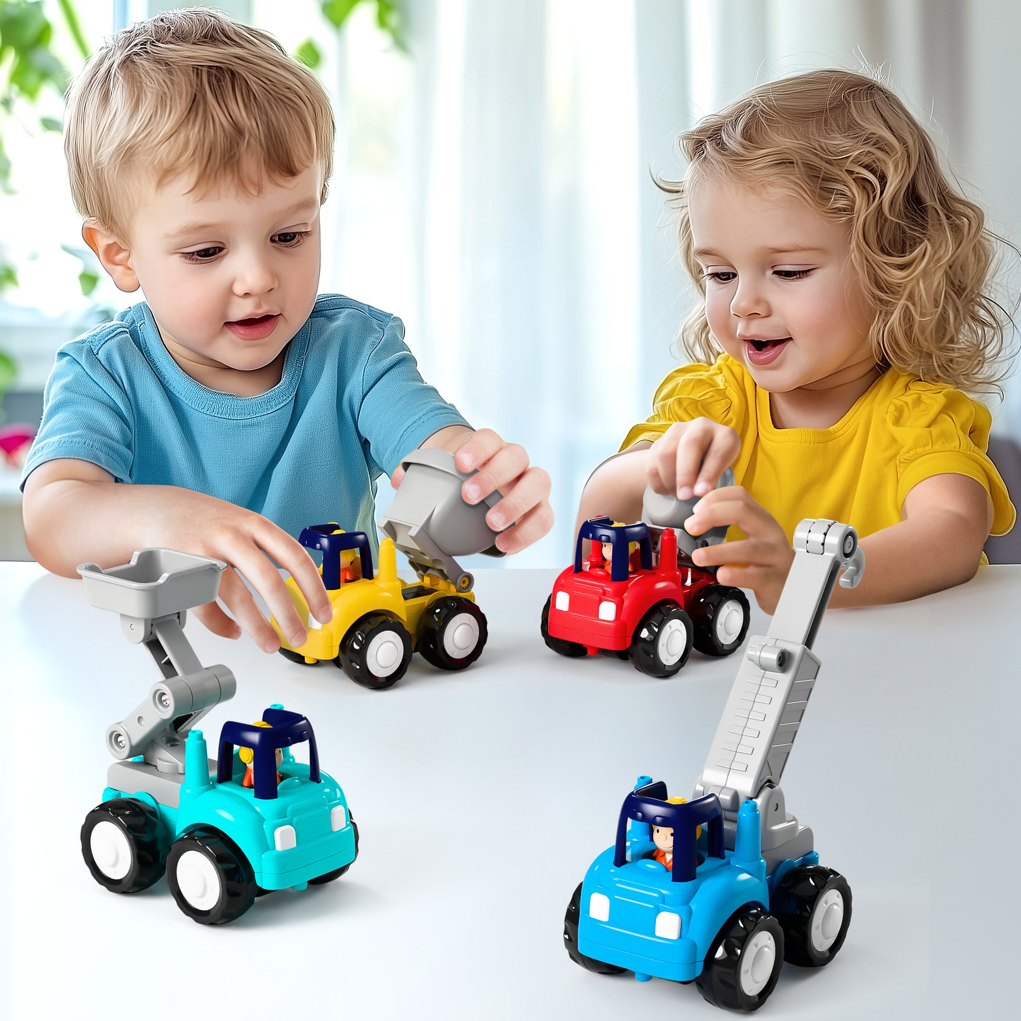 Toddler Construction Toy Trucks for Toddlers 1-3, Baby Push Go Cars ...