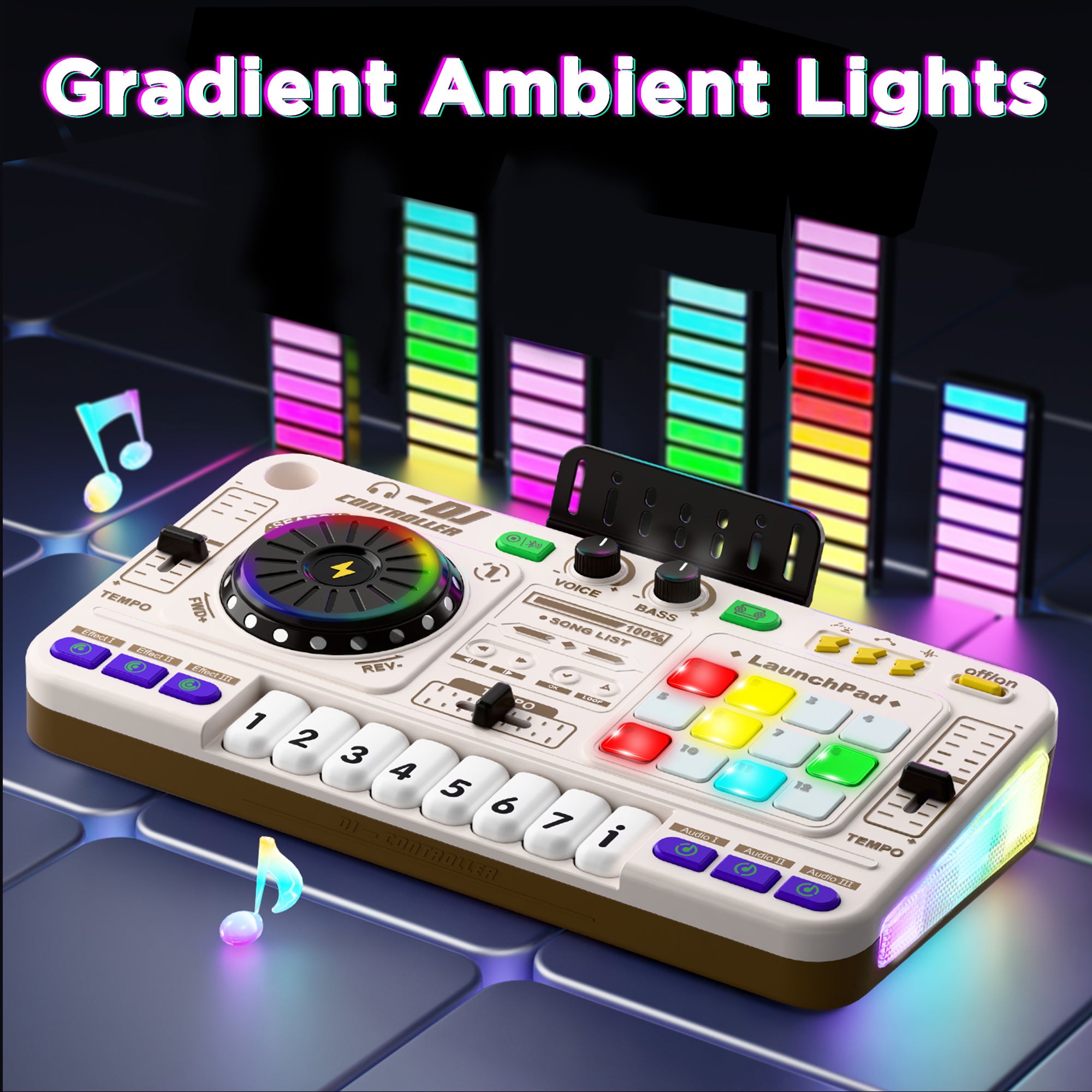 thumbnail image 2 of CalfQueen Kids DJ Mixer Table, DJ Set With Turntable Controller, Baby 2 of 13