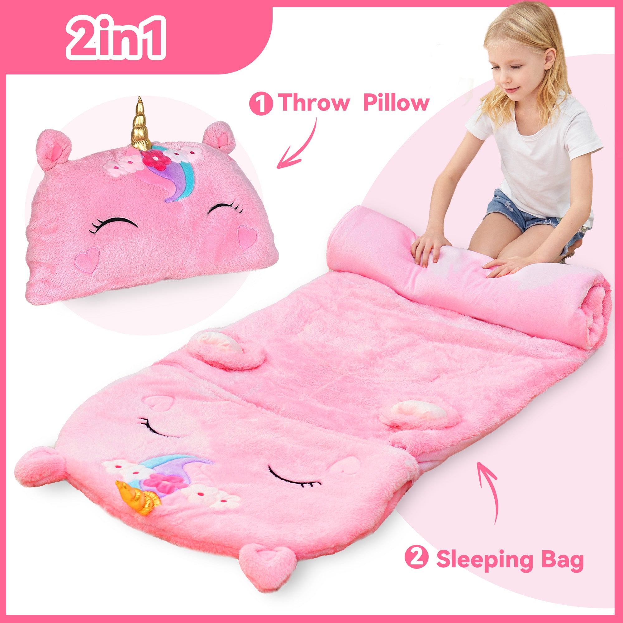 iPlay, iLearn Kids Unicorn Sleeping Bag, Toddler Girl Nap Mat iPlay, iLearn Kids Unicorn Sleeping Bag, Toddler Girl Nap Mat