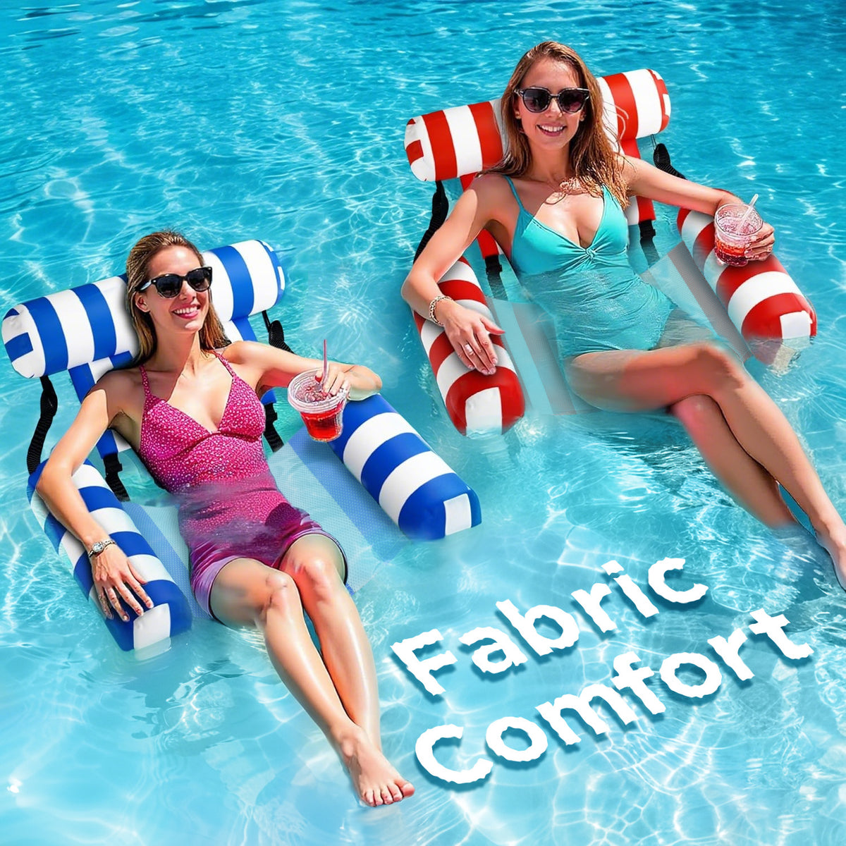 Funscape Pool Floats Chairs Adult, 2 Packs Heavy Duty Inflatable Swimm ...