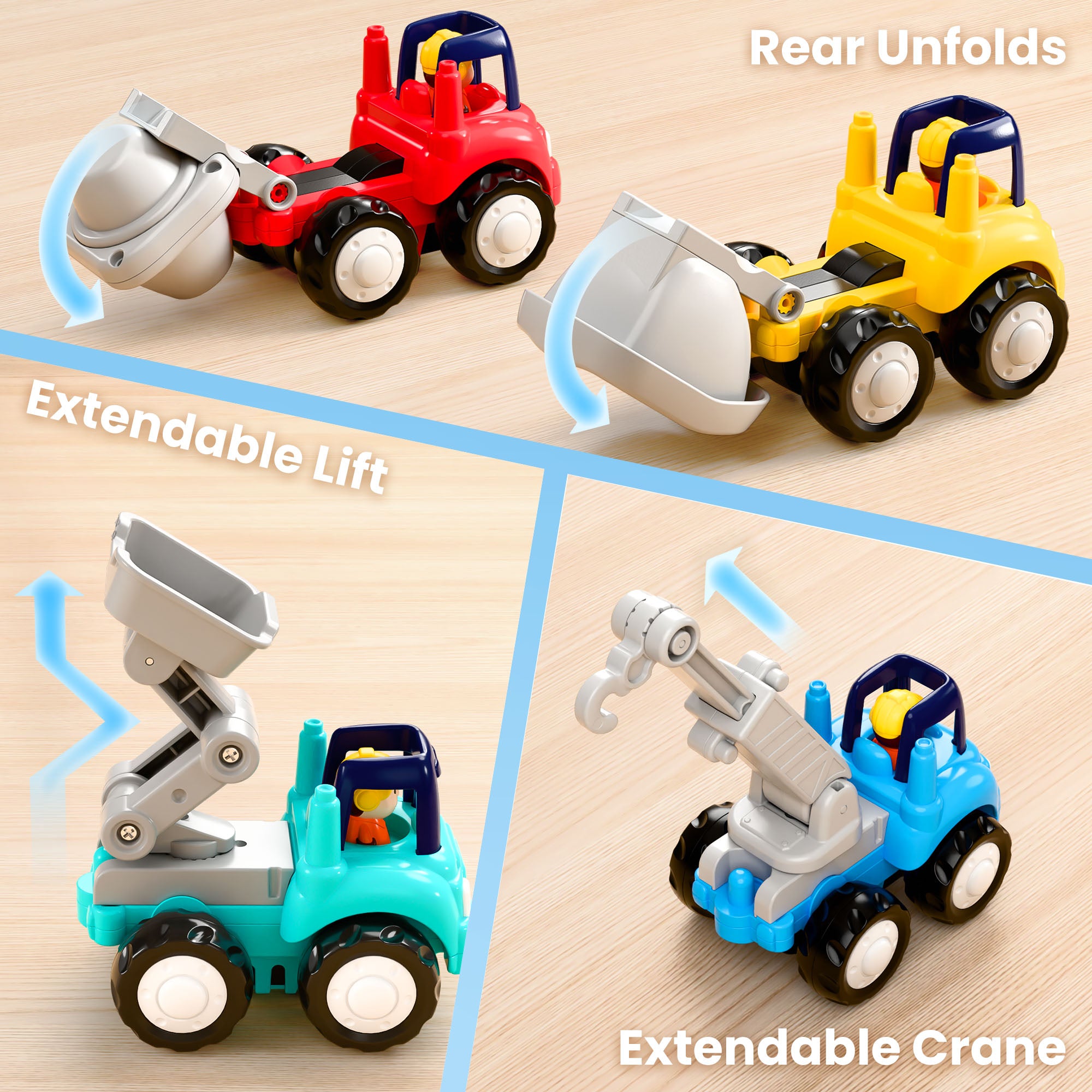 Toddler Construction Toy Trucks for Toddlers 1-3, Baby Push Go Cars ...