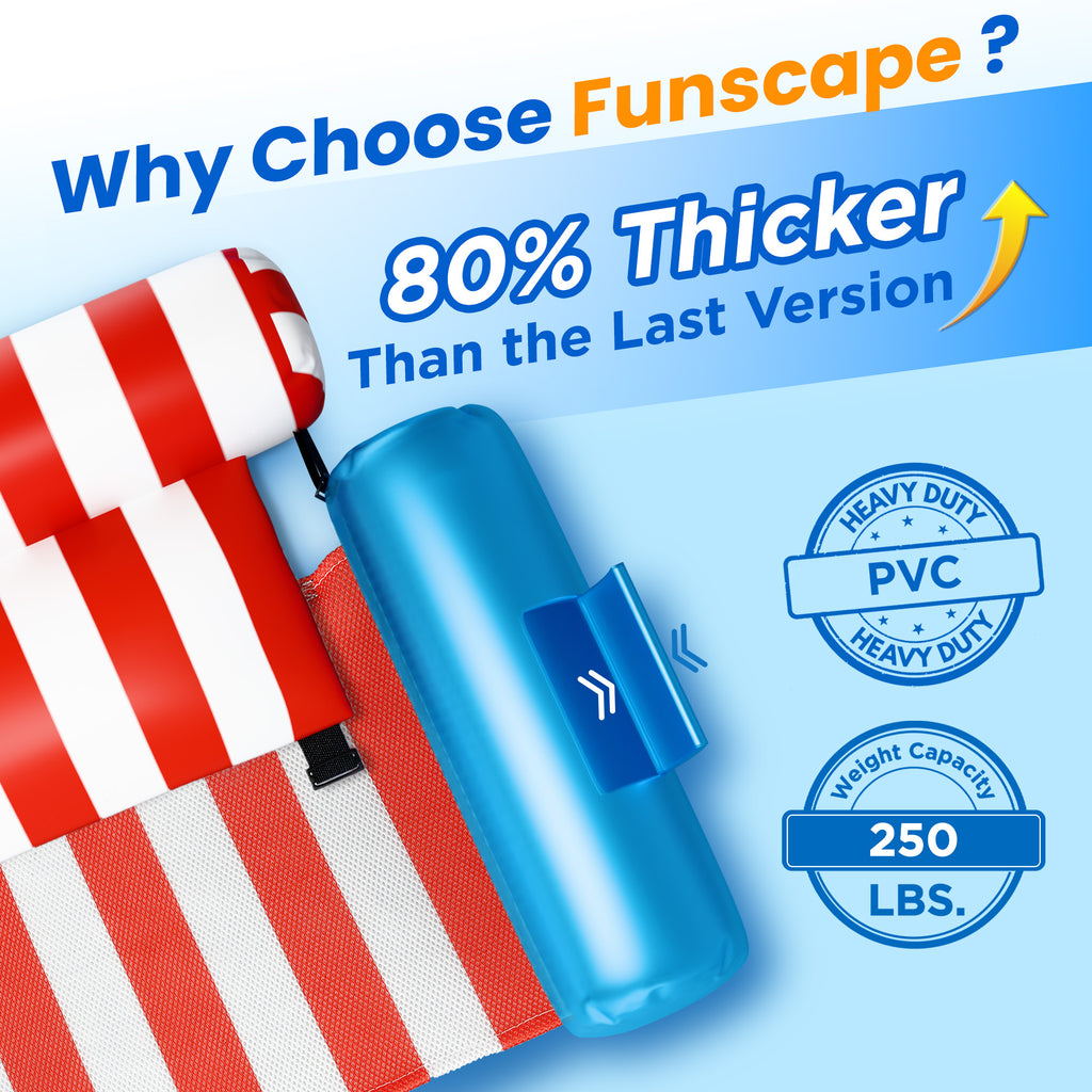 Funscape Pool Floats Chairs Adult, 2 Packs Heavy Duty Inflatable Swimm ...