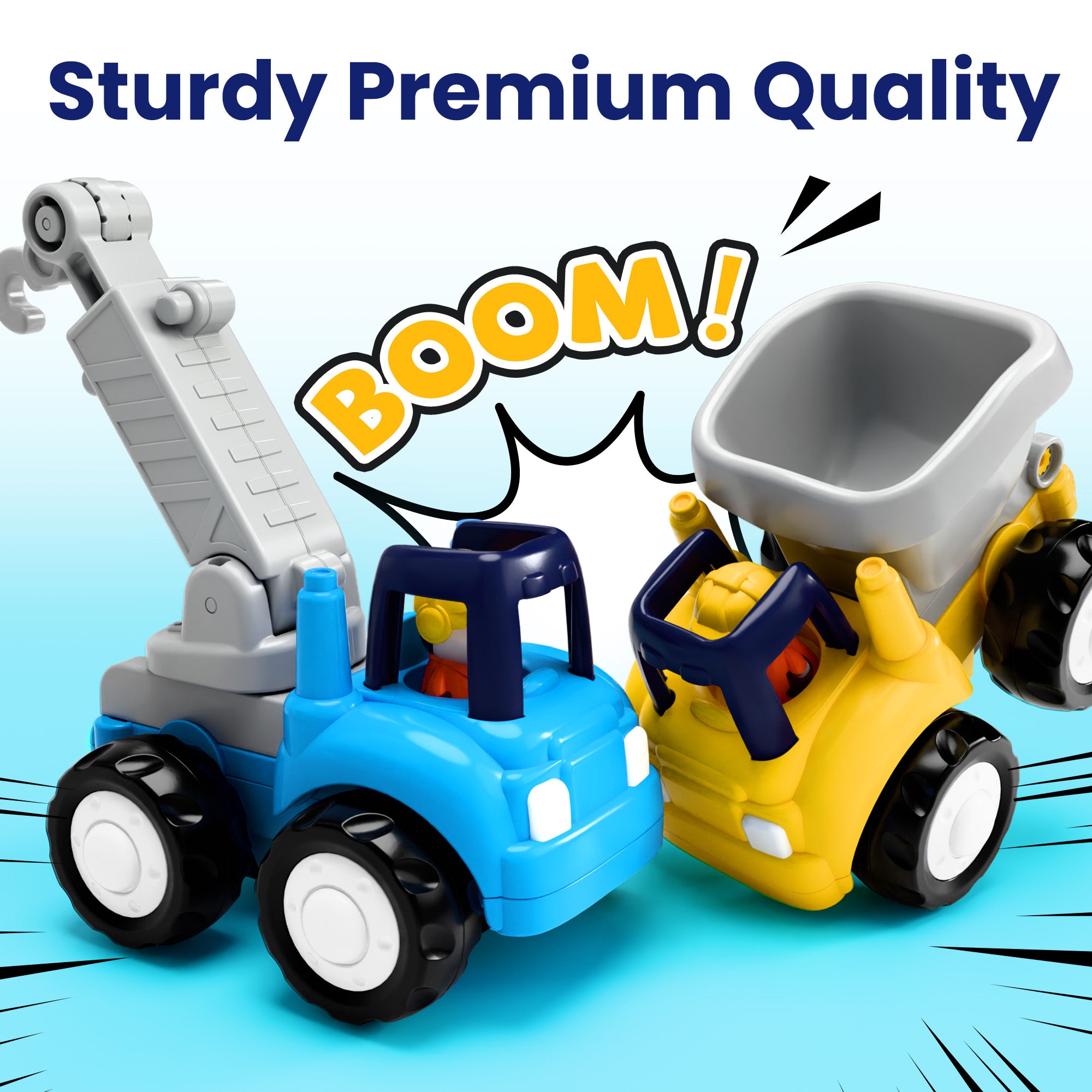 Toddler Construction Toy Trucks for Toddlers 1-3, Baby Push Go Cars ...
