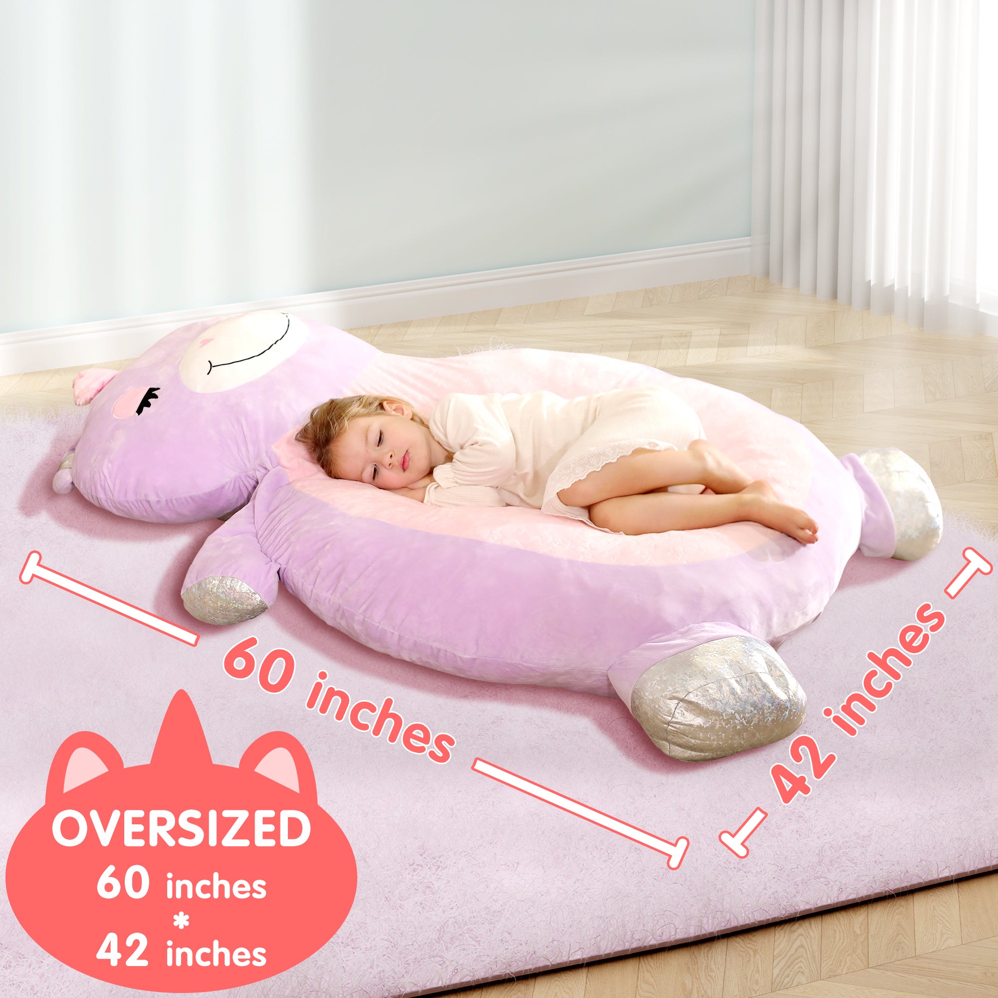 21BV0514 Kids Big Floor Cushion, 50 x 73, Unicorn