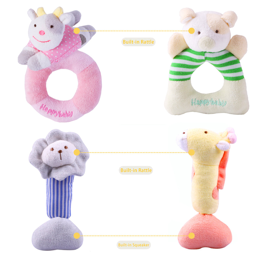 Baby Tsoft Rattle iPlay, iLearn 4 Plush Baby Soft Rattle Set Hand Grab Sensory Toys ...