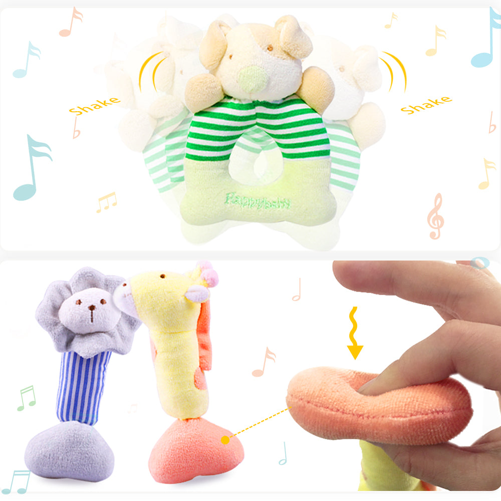Baby Tsoft Rattle iPlay, iLearn 4 Plush Baby Soft Rattle Set Hand Grab Sensory Toys ...