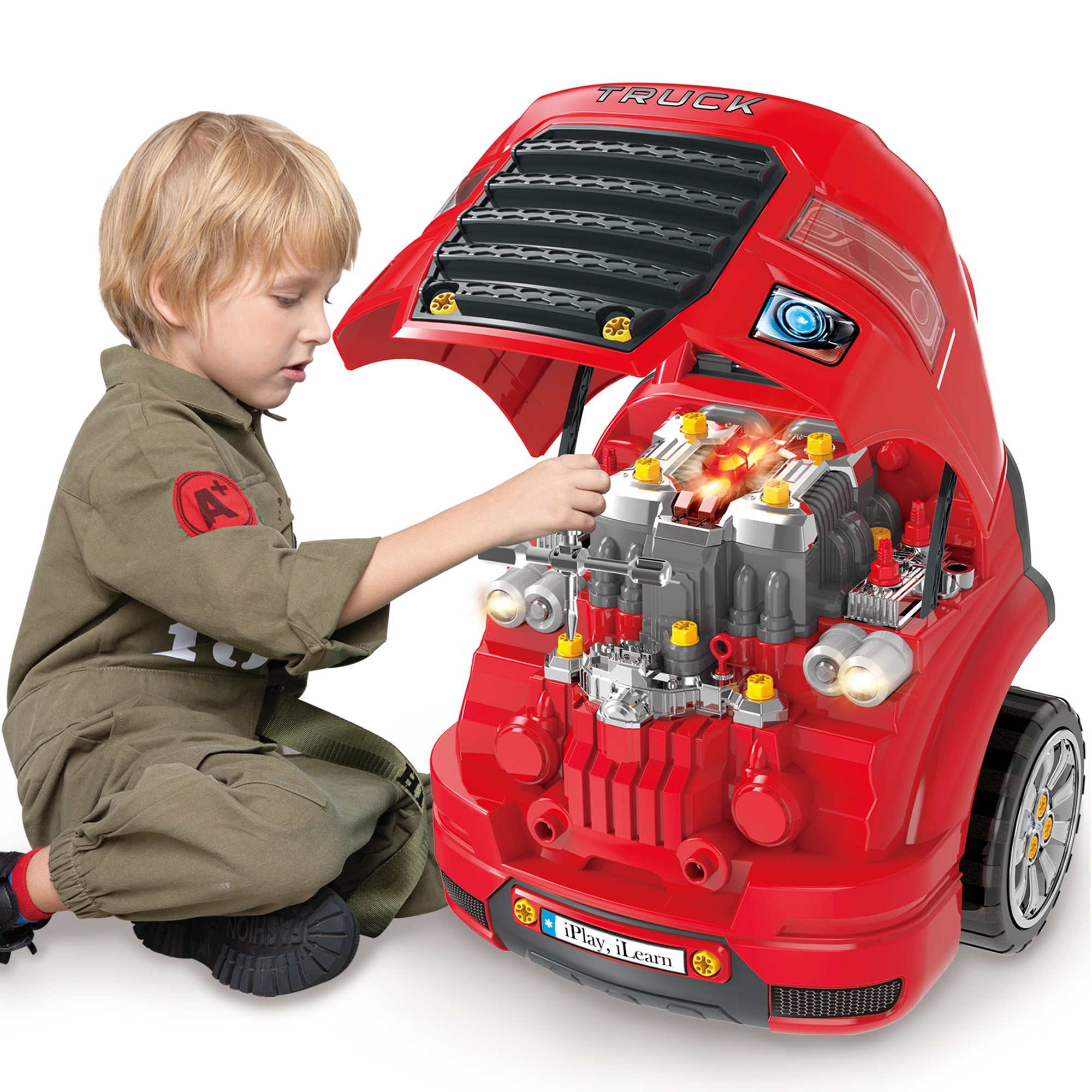 Large Truck Engine Toy, Kids Engineering Mechanic Toy – iPlay iLearn Toys