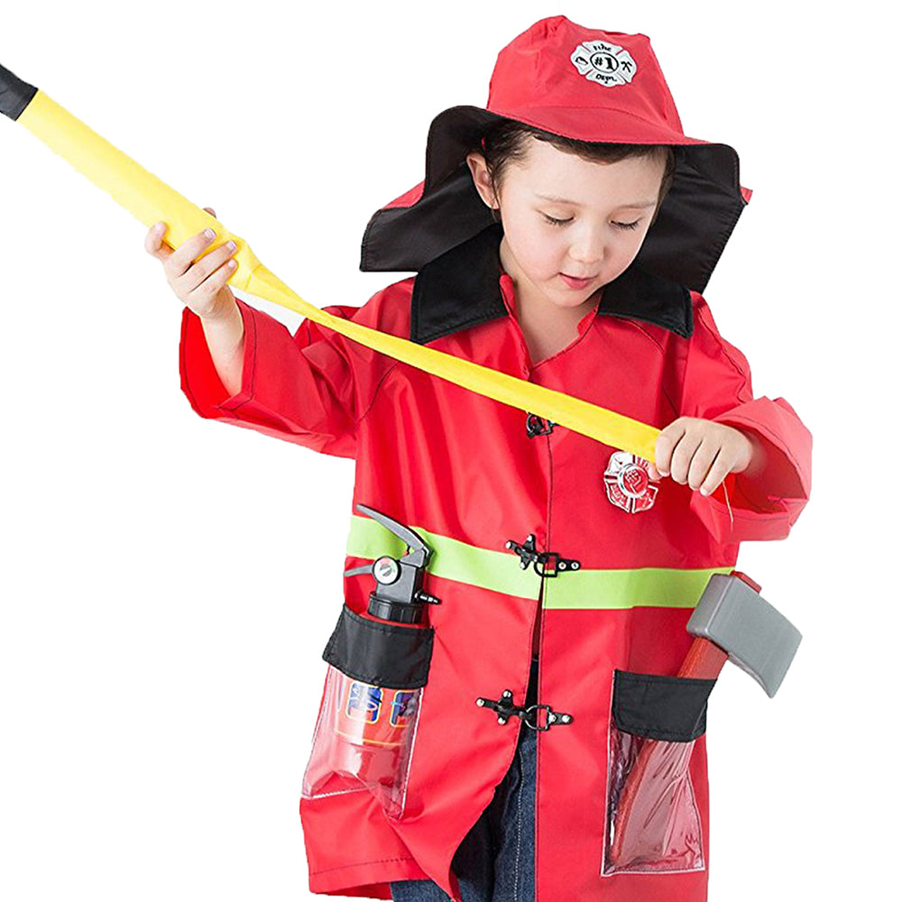 Kids Fireman Dress Up Set Pretend Role Play Firefighter