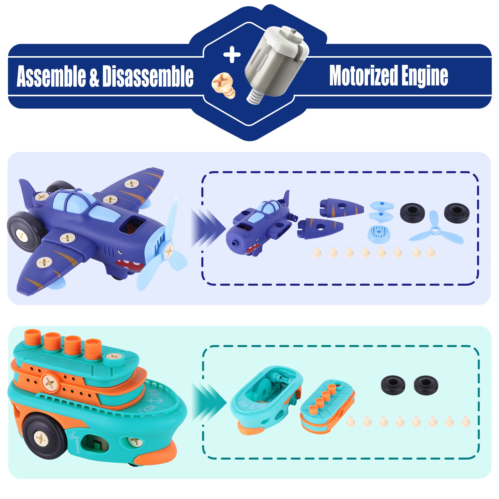 Removable Module Toy Electronic Take Apart Toy Set, Kids Assembly Vehicle Playset W ...