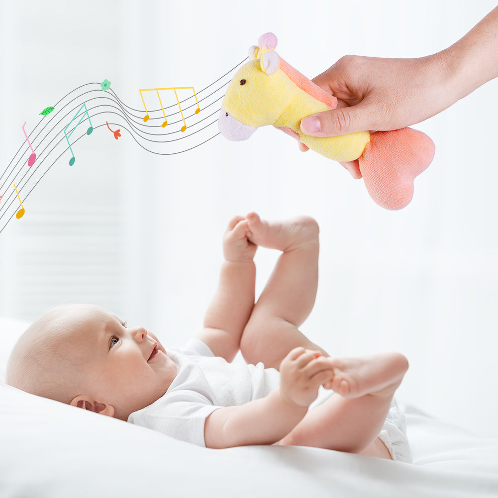 Apple Core Rattle Toy iPlay, iLearn 4 Plush Baby Soft Rattle Set Hand Grab Sensory Toys ...