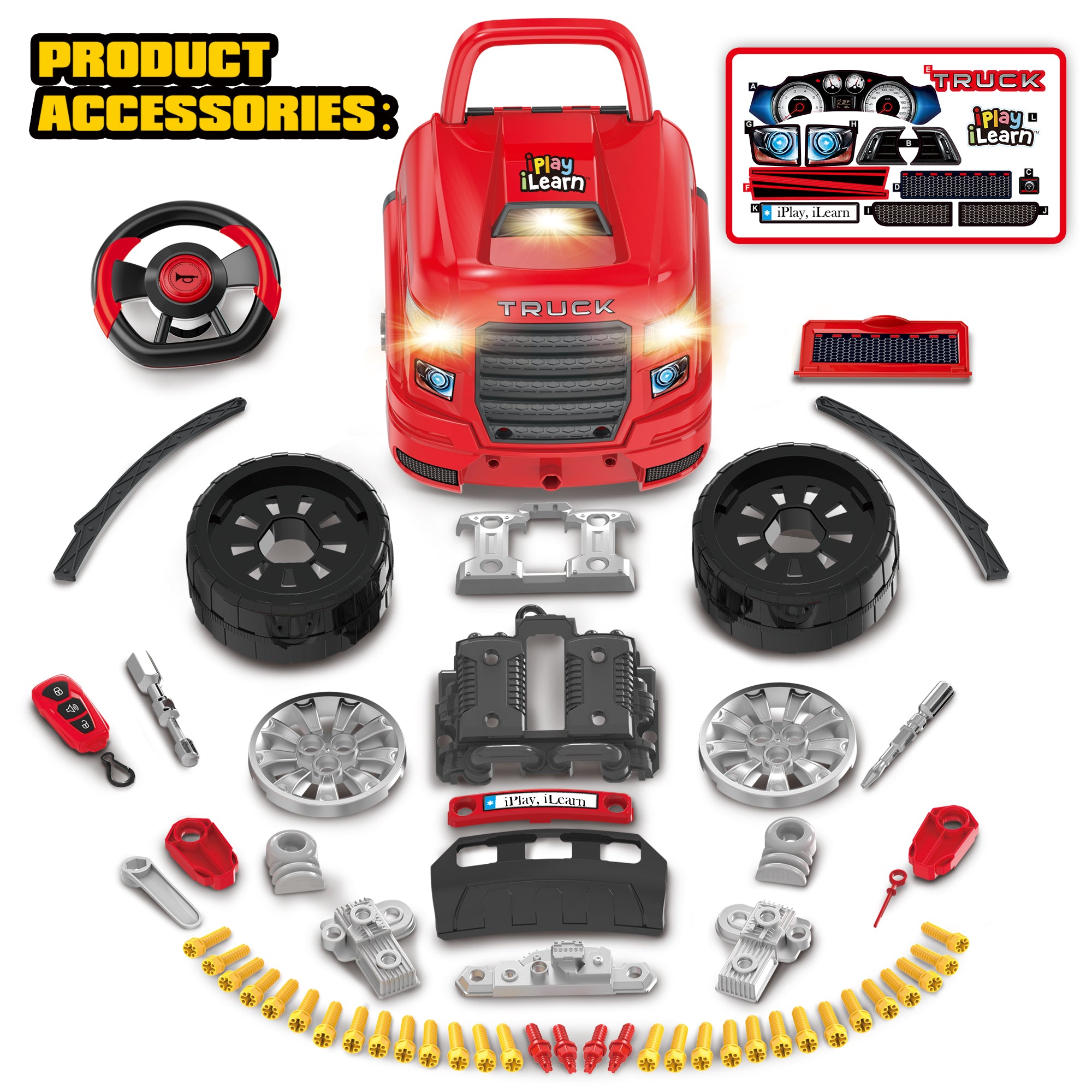 Simple Drivetrain Toy Large Truck Engine Toy, Kids Engineering Mechanic Toy – iPlay iLearn Toys