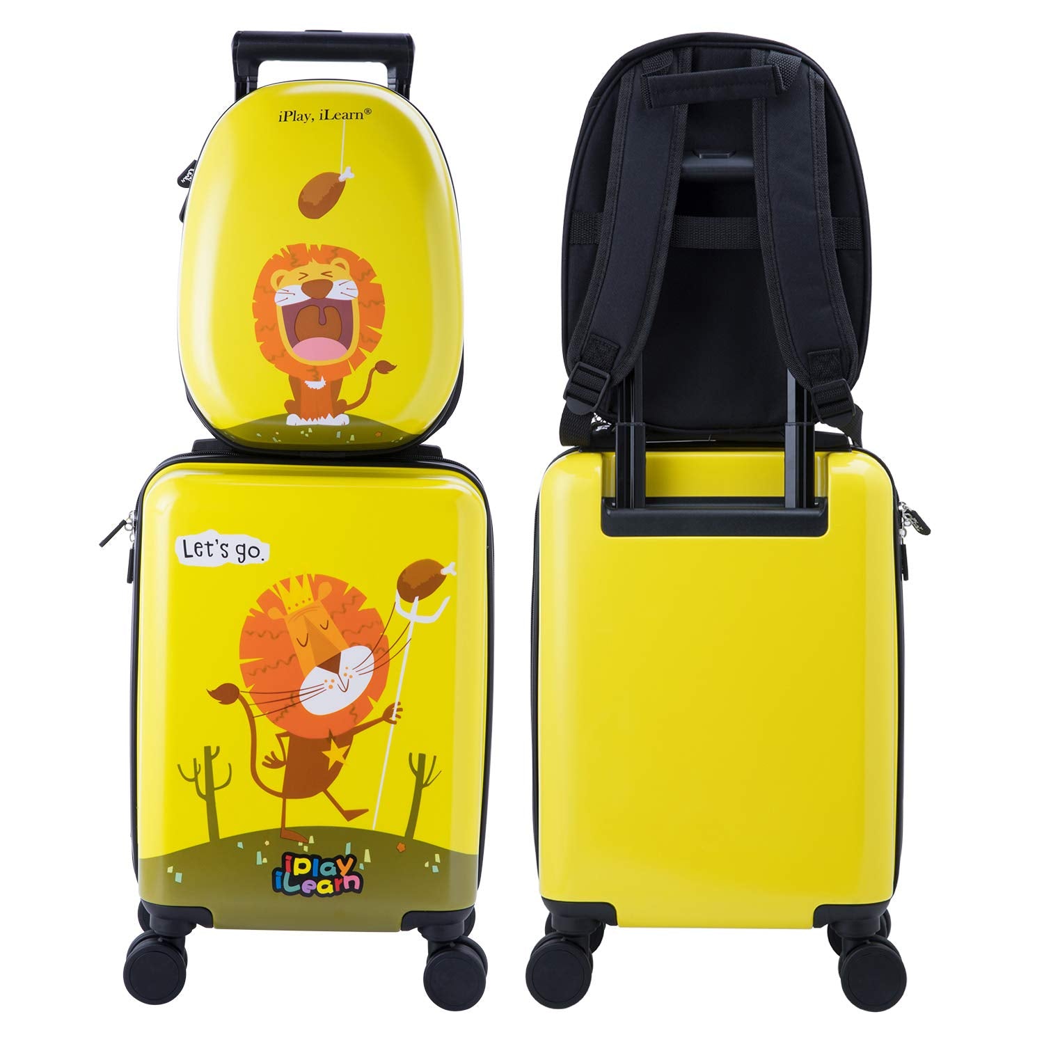 iPlay, iLearn Kids Lion Luggage Set Carry on Suitcase with Backpack – iPlay  iLearn Toys