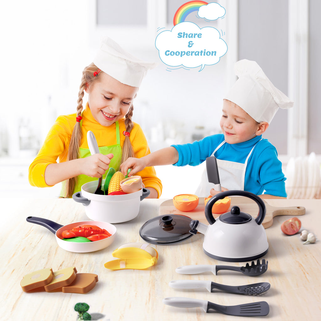 Kids Play Kitchen Pretend Play Cooking Toys Accessories Set