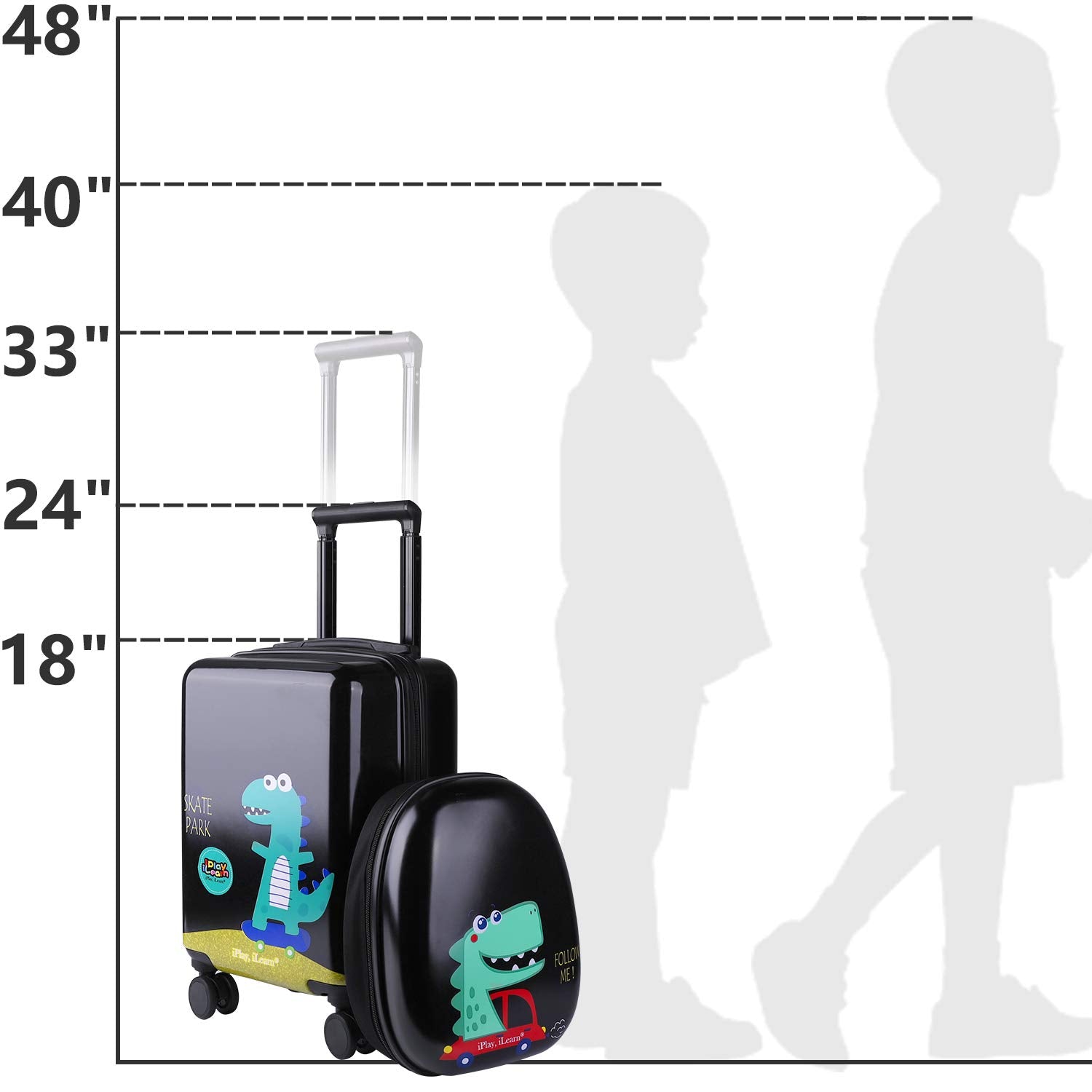 iPlay, iLearn Dinosaur Kids Luggage Carry On Suitcase With