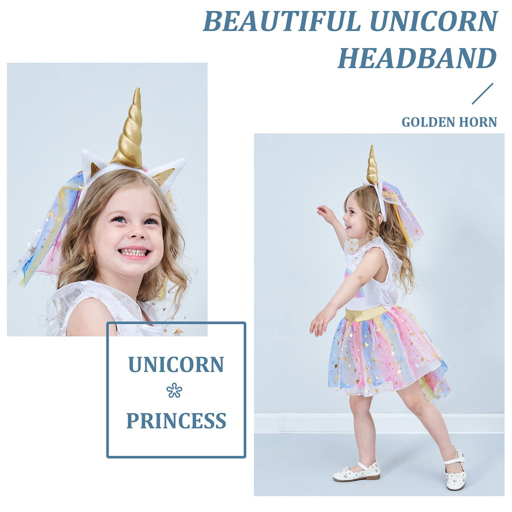 Girl Unicorn Costume Tutu Dress Up Princess Outfit with Headband