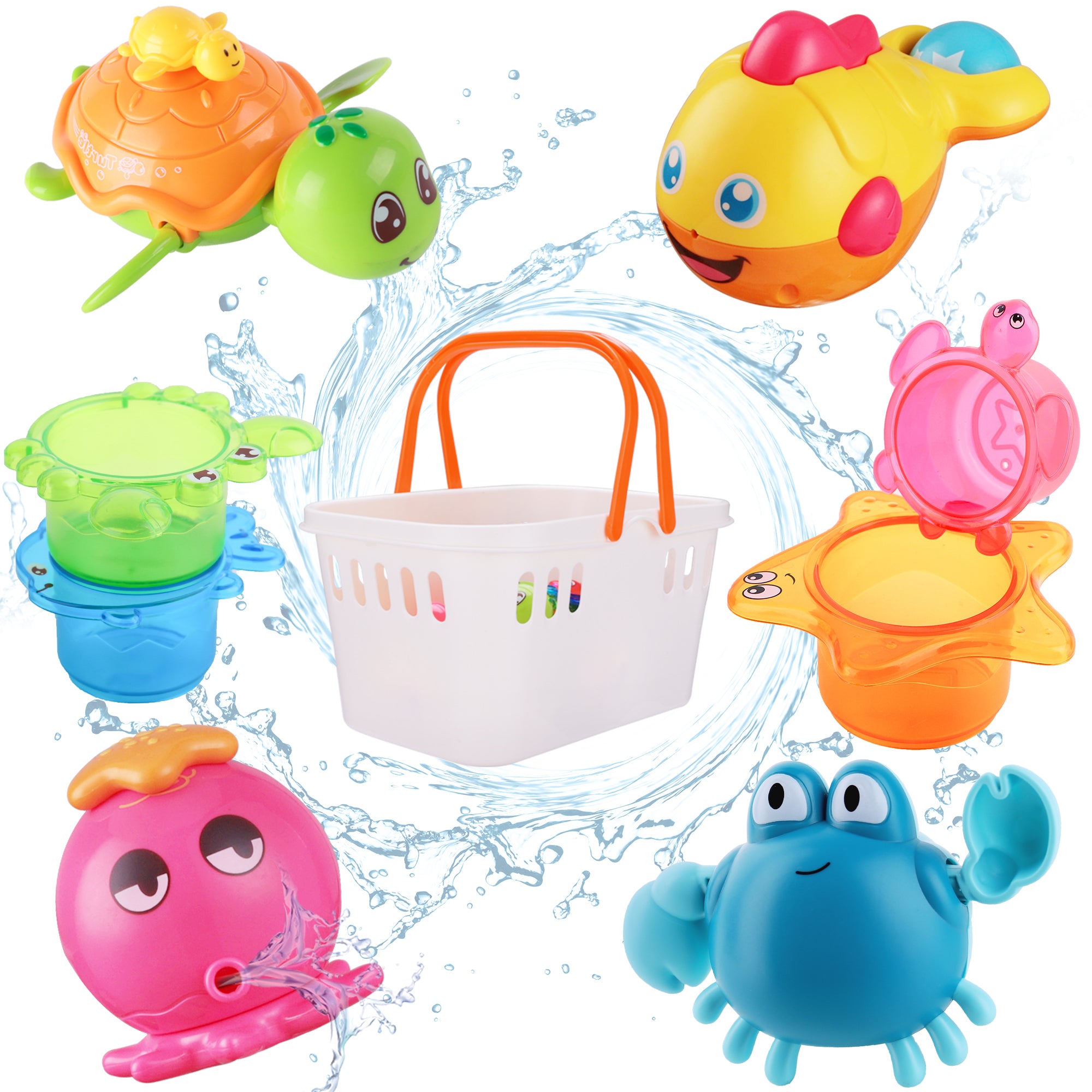 iPlay, iLearn Baby Bath Toys Fun Bath Time Tub Toys & Organizer